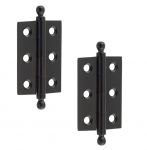 Solid Brass Cabinet Finial Butt Hinges 50 x 35mm in Mat Black (HOX800MB)